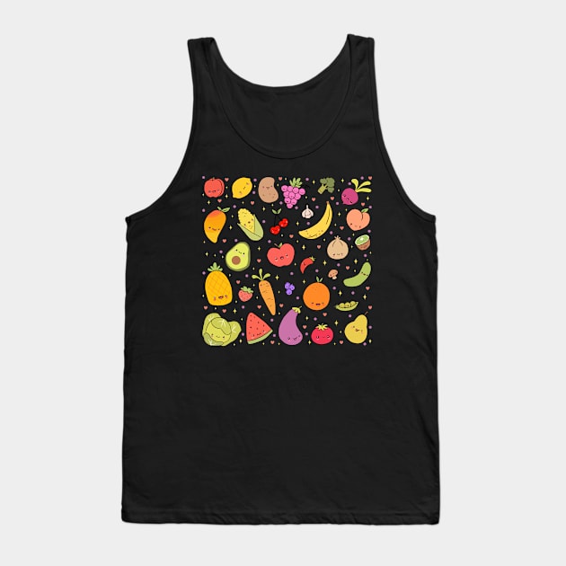 Kawaii fruits and vegetables illustration Tank Top by Yarafantasyart